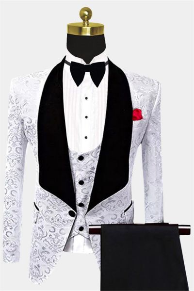 White Damask Prints Dinner Tuxedo