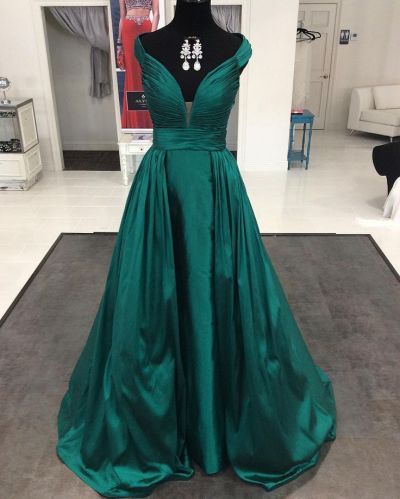 A-line V-neck Cap Sleeves Floor-length Formal Dress With Ruffles
