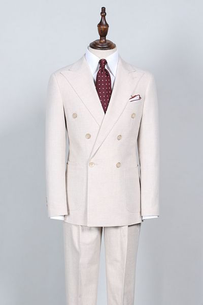 White Double Breasted Business Suit