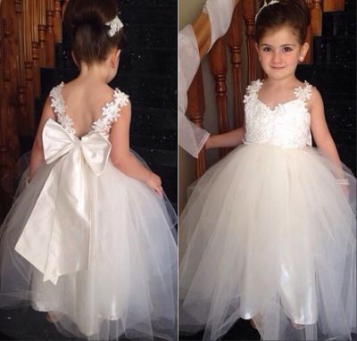 V-neck Sleeveless Tulle Flower Girl Dress