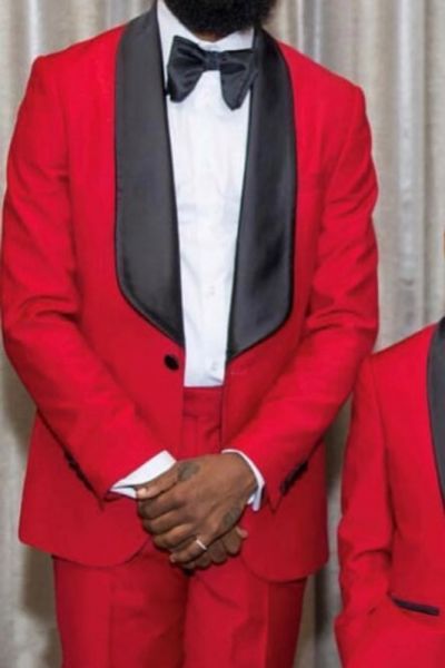 Red Shawl Lapel Wedding Suit