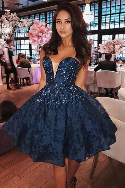 A-line Sweetheart Neck Sleeveless Mini Homecoming Dress With Beading