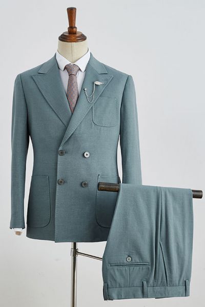 Peaked Lapel Double Breasted Business Suit