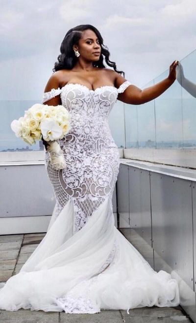 Mermaid Off-the-shoulder Sleeveless Sweep / Brush Train Wedding Gown With Appliques