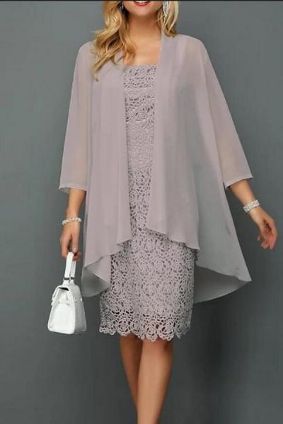 est Chiffon Lace Mother of Bride Dress Women Daily Wear Dress