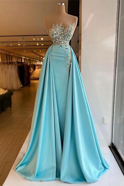 A-line Jewel Neck Sleeveless Floor-length Stretch Satin Homecoming Gown With Appliques