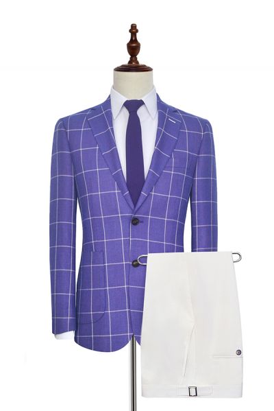 Purple Single Breasted Mens Suits for Formal with Notch Lapel