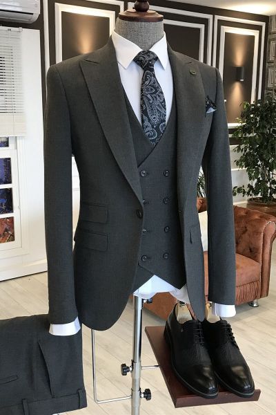 Black Single Breasted Business Suit
