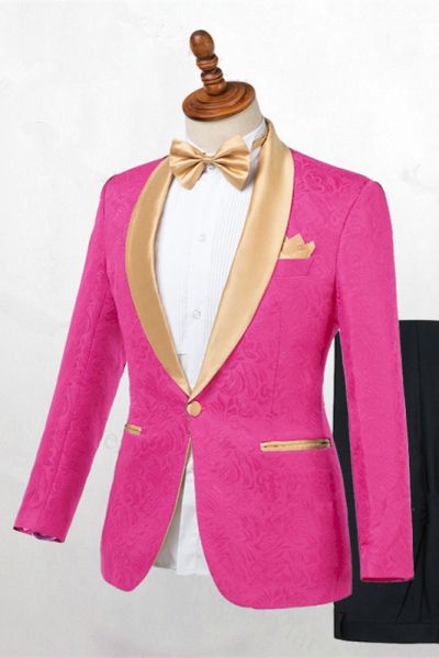 Hot Pink One Button Wedding Suit