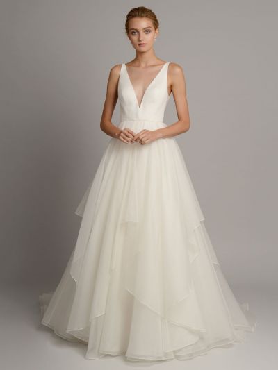 A-line V-neck Sleeveless Floor-length Bridal Gown With Buttons