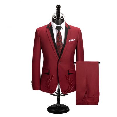 Red Slim Fit Men's Prom Suit