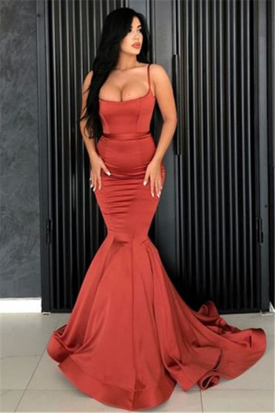 Mermaid Spaghetti Straps Sleeveless Evening Dress With Sweep / Brush Train