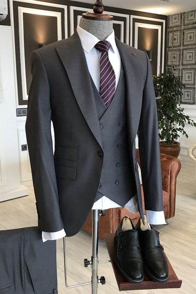 Black Single Breasted Business Suit