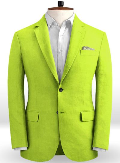 Lime Green Notched Lapel Prom Suits