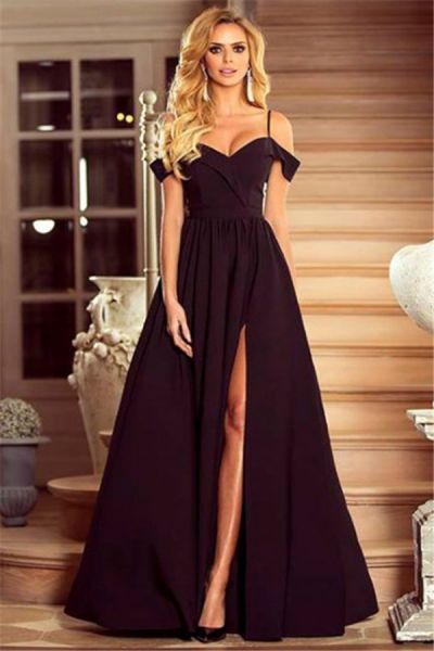A-line Spaghetti Straps Cap Sleeves Floor-length 100D Chiffon Evening Dress