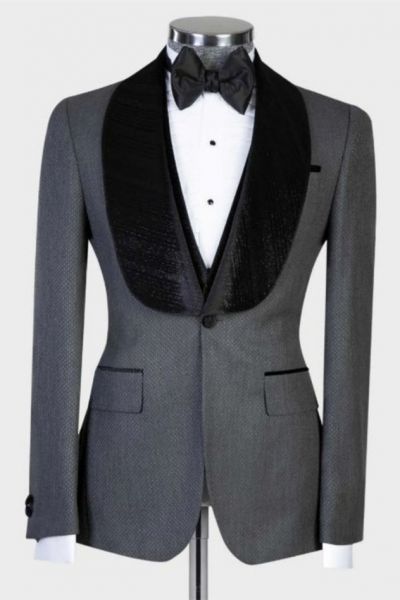 Gray One Button Wedding Men Suit