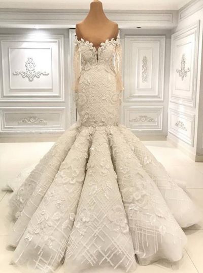 Ivory Mermaid Lace Bridal Gown