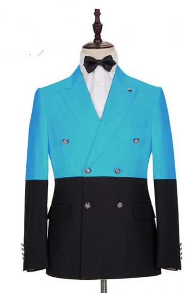 Blue Double Breasted Slim Fit Men's Suit