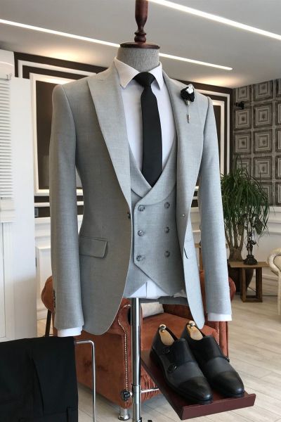 Light Gray Slim Fit Formal Suit