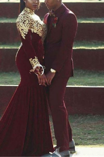 Burgundy Slim Fit Prom Suit