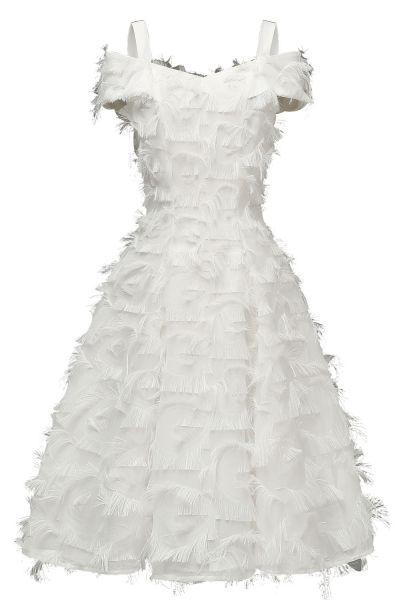 A-line Spaghetti Straps Cap Sleeves Knee-length Homecoming Dress With Feathers