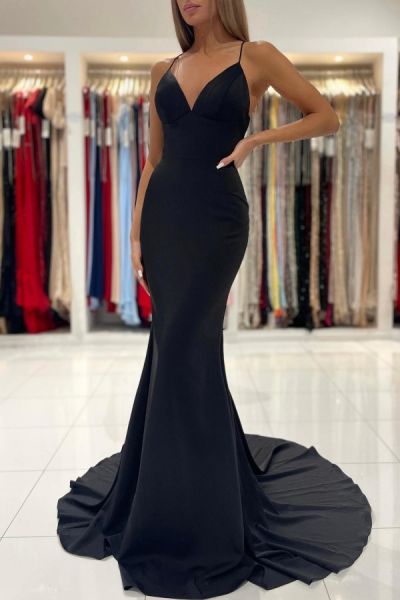 Mermaid Spaghetti Straps Sleeveless Floor-length 100D Chiffon Evening Dress With Ruffles