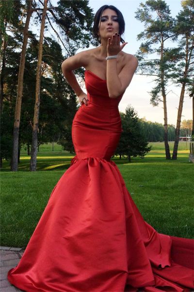 Mermaid Sweetheart Neck Sleeveless Evening Gown With Sweep / Brush Train