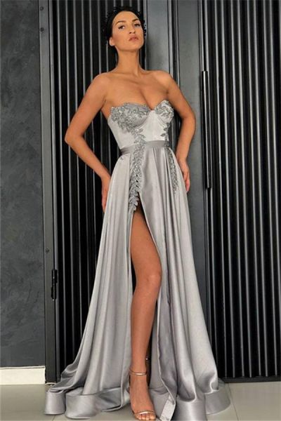 A-line Sweetheart Neck Sleeveless Floor-length Formal Dress With Appliques