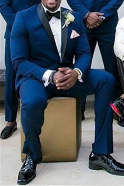 Navy Blue Slim Fit Groomsmen Suit