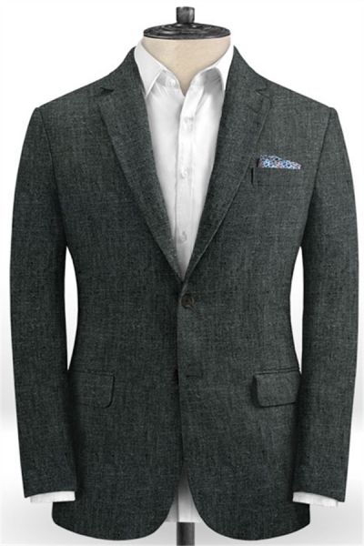 Dark Gray Linen Men Suits