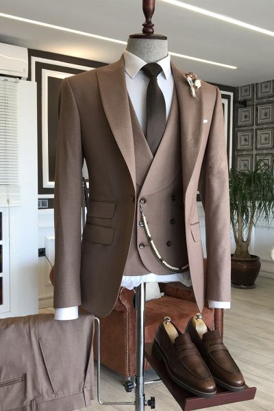 Brown Single Breasted Formal Menswear
