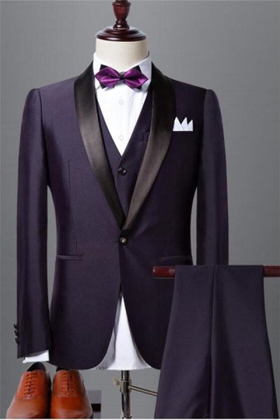 Dark Purple Shawl Lapel Wedding Tuxedo