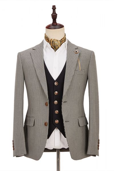 Light Khaki 3 Piece Notch Lapel Men's Suit