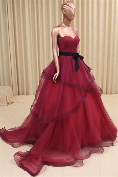 Ball Gown Sweetheart Neck Sleeveless Floor-length Tulle Evening Dress With Ruffles