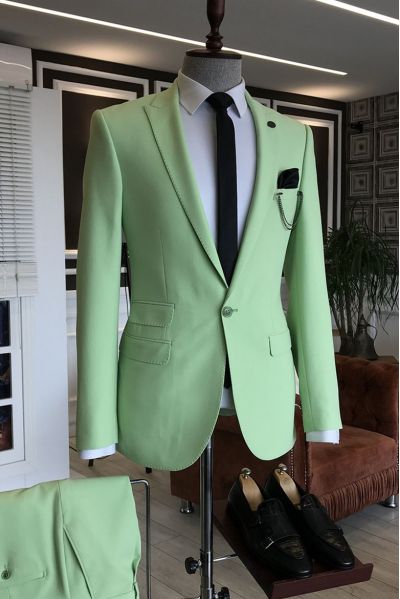 Light Green Suit with Peaked Lapel