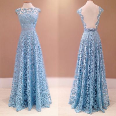A-line Sleeveless Floor-length Evening Gown With Lace