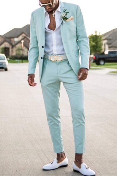 Mint Green Slim Fit Prom Suit