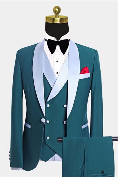 Teal Blue Tuxedo with Light-colored Trim