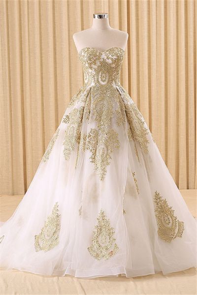 Ball Gown Sweetheart Neck Sleeveless Floor-length Tulle Wedding Dress With Appliques