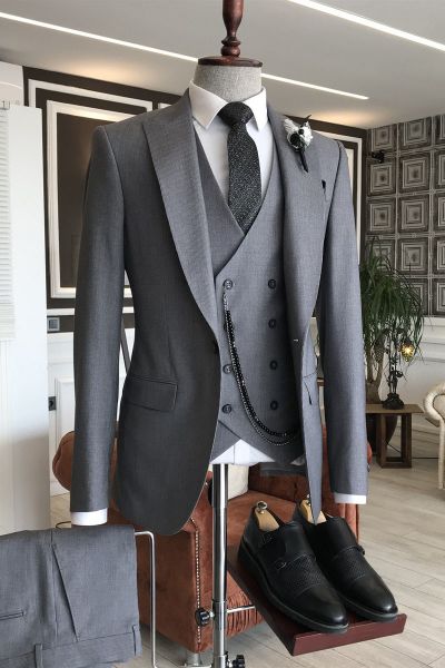Dark Gray Slim Fit Business Suit