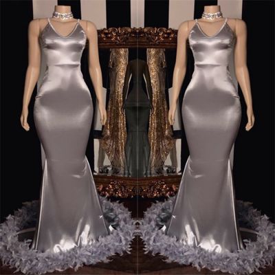 Mermaid Spaghetti Straps Sleeveless Evening Gown With Sweep / Brush Train