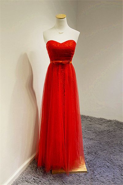 A-line Sweetheart Neck Sleeveless Floor-length Tulle Formal Dress With Lace