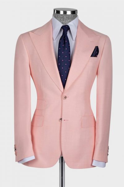 Pink Three Pieces Slim Fit Men Suit