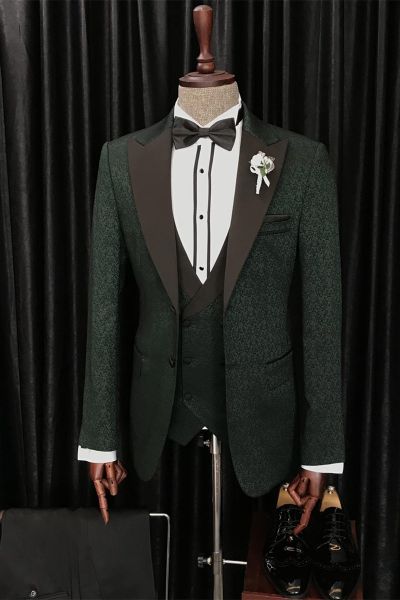 Dark Blue Jacquard Men Suit