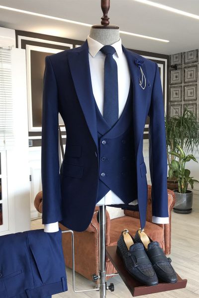Navy Blue Single Breasted Business Suit