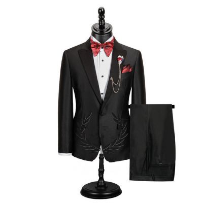 Black Peaked Lapel Men's Prom Suit