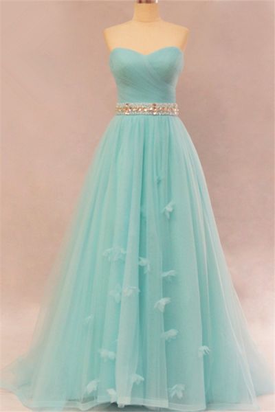 A-line Sweetheart Neck Floor-length 100D Chiffon Evening Dress With Crystal