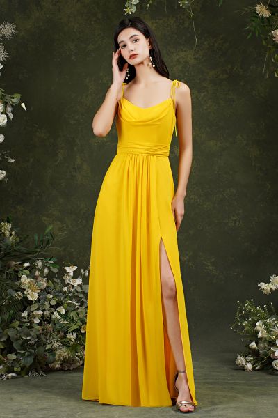 A-line Strapless Spaghetti Straps Sleeveless Floor-length 100D Chiffon Bridesmaid Dress With Ruffles