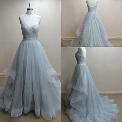 Ball Gown Sweetheart Neck Sleeveless Organza Formal Dress With Sweep / Brush Train