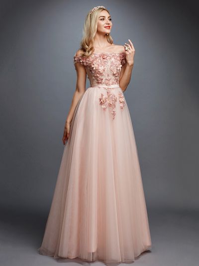 A-line Sleeveless Sweep / Brush Train Tulle Bridal Gown With Lace